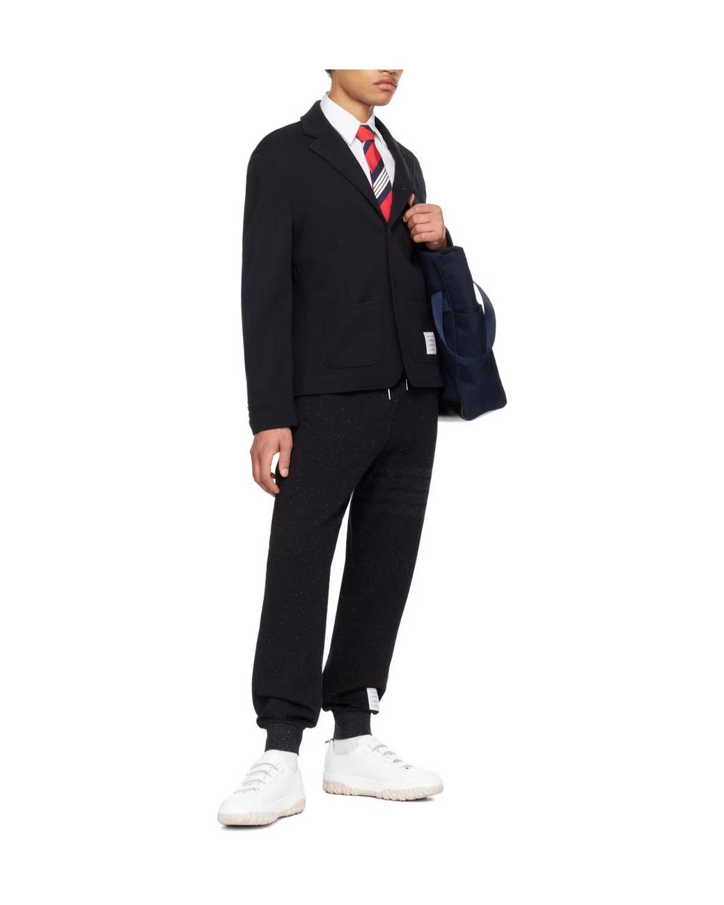 Thom Browne Black Drawstring Knitted Track Pants for men