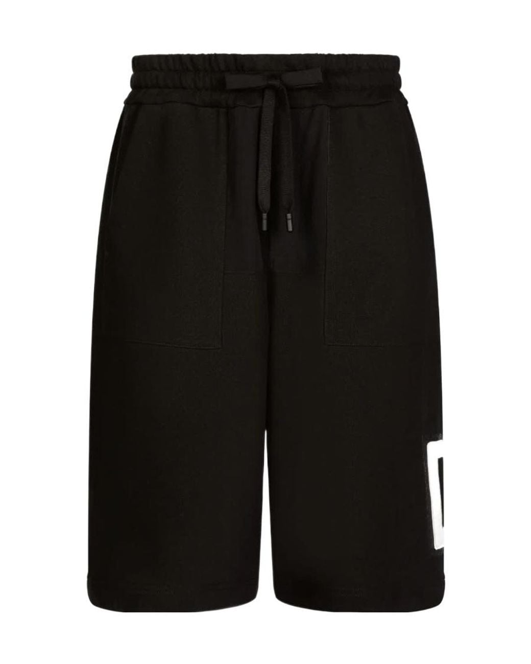 Dolce & Gabbana Black Logo Patch Drawstring Shorts for men