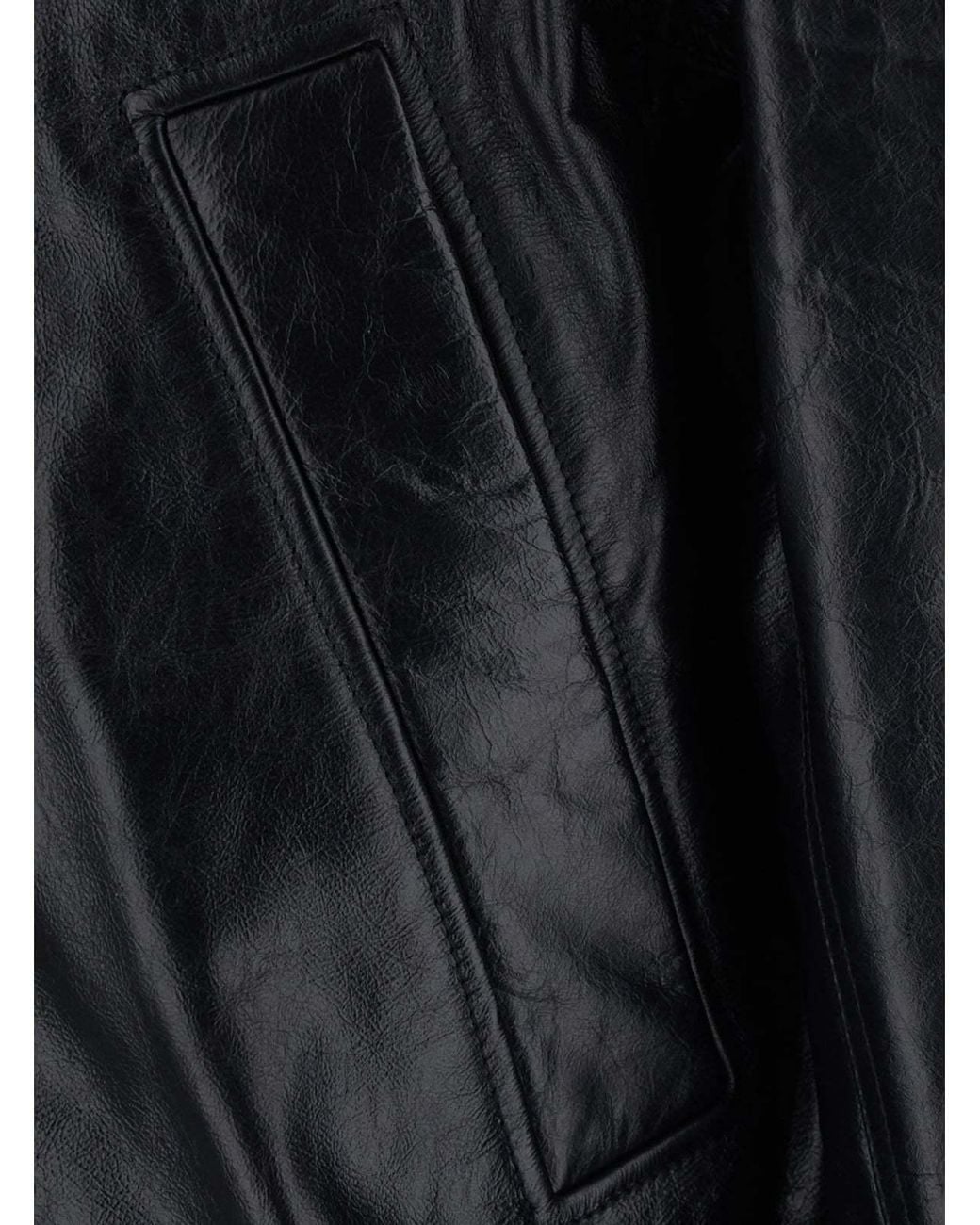 sunflower Black Zip-Up Leather Bomber Jacket for men