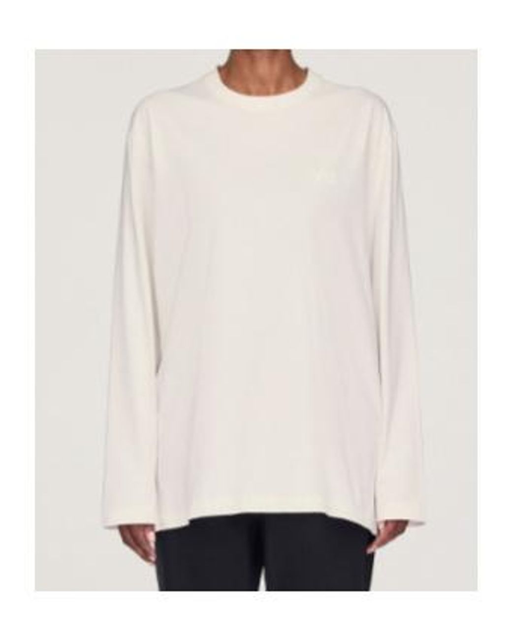 Y-3 White ロゴプリントクルーネックTシャツ for men