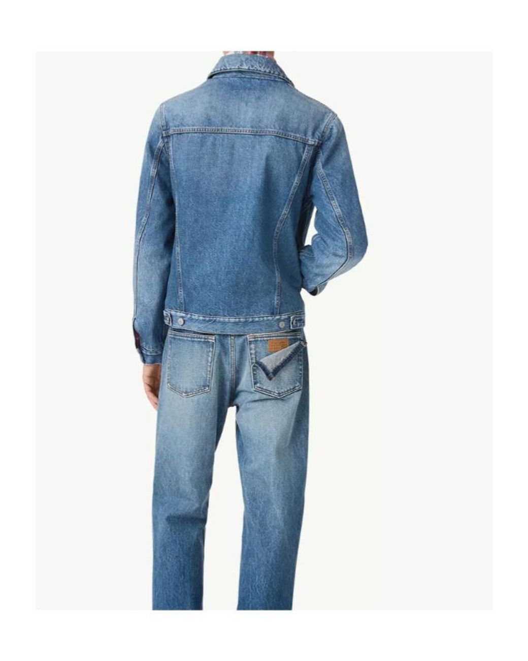 MM6 by Maison Margiela Blue Checked Collar Denim Jacket for men