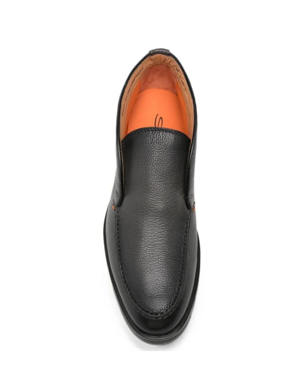 Santoni Black Round-Toe Leather Loafers for men