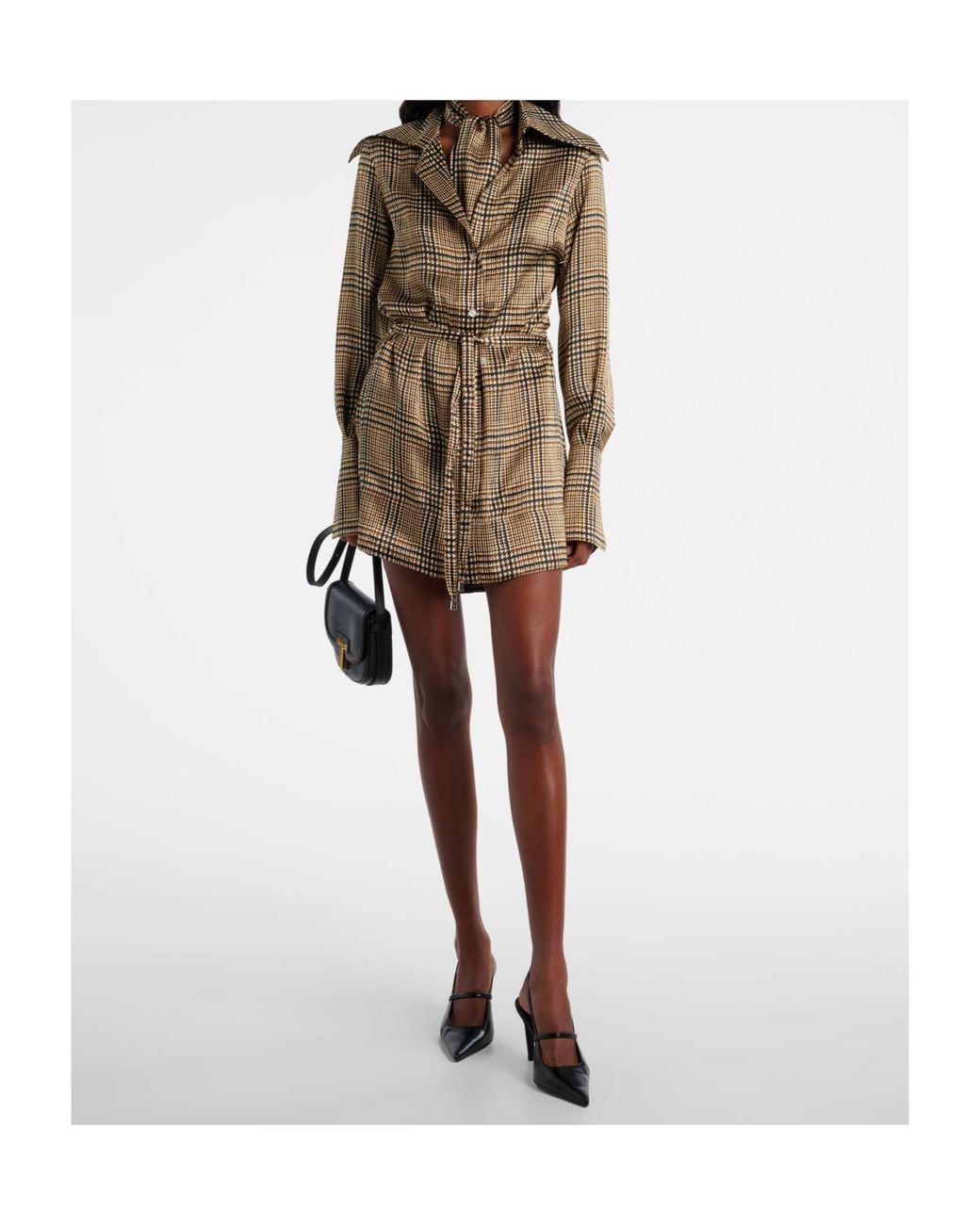 Patou Brown Plaid Shirt Dress