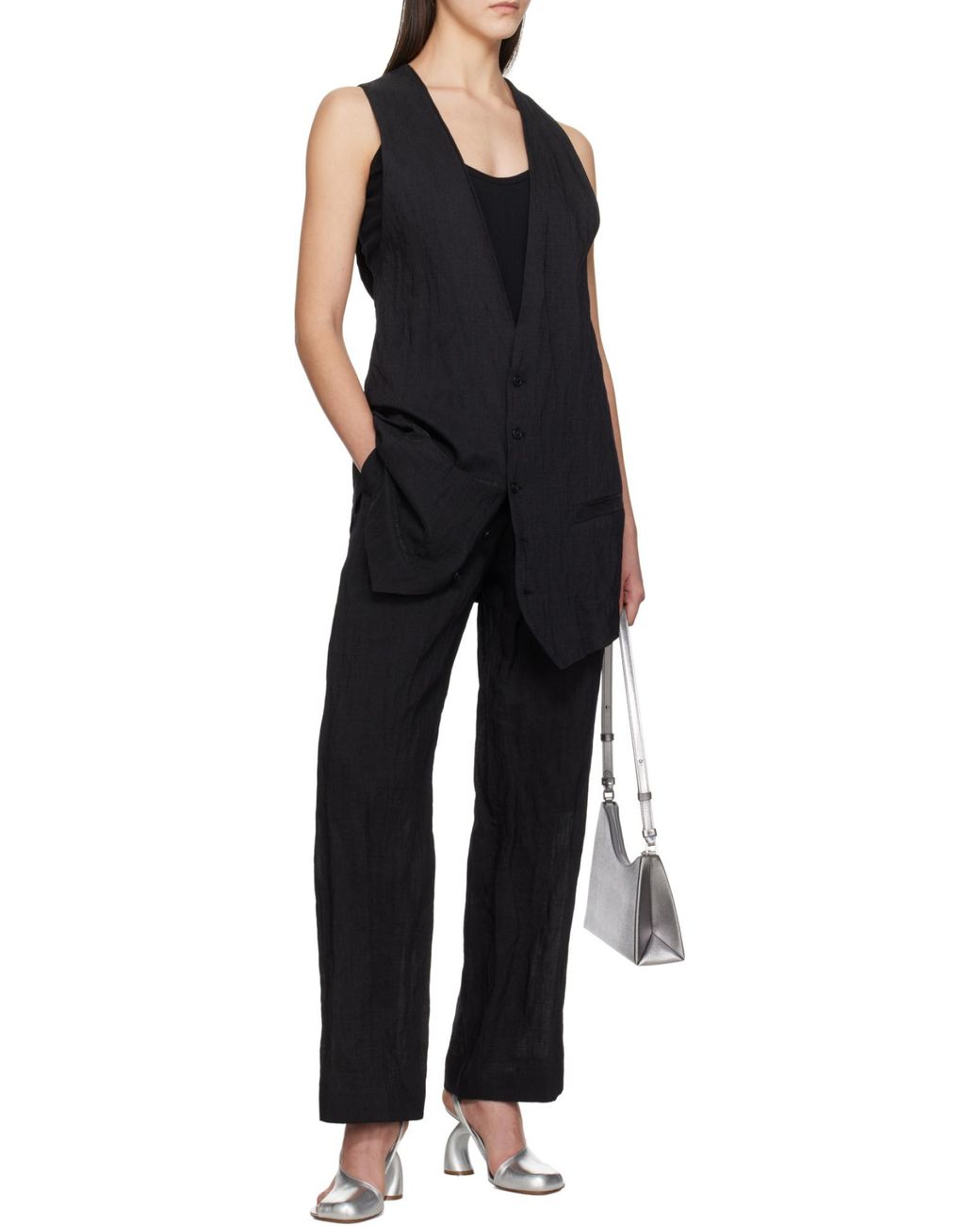 MM6 by Maison Margiela Black V-Neck Vest