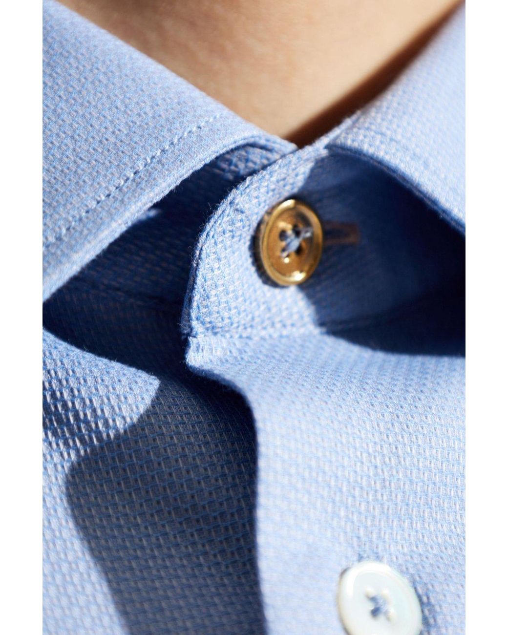 Paul Smith Blue Tailored-Fit Pin-Dot Easy Care Shirt for men