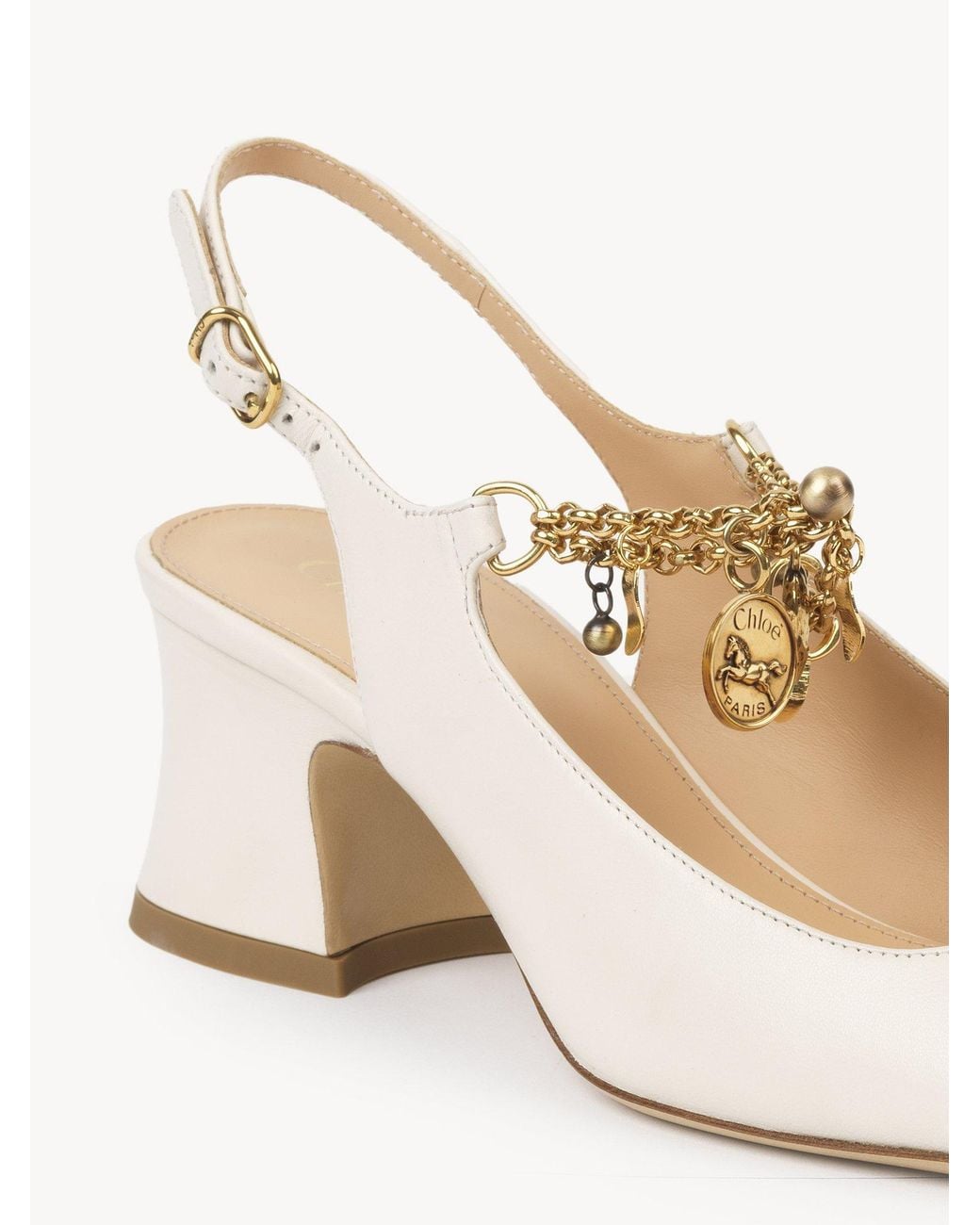 Chloé White Chloé Charms Pumps