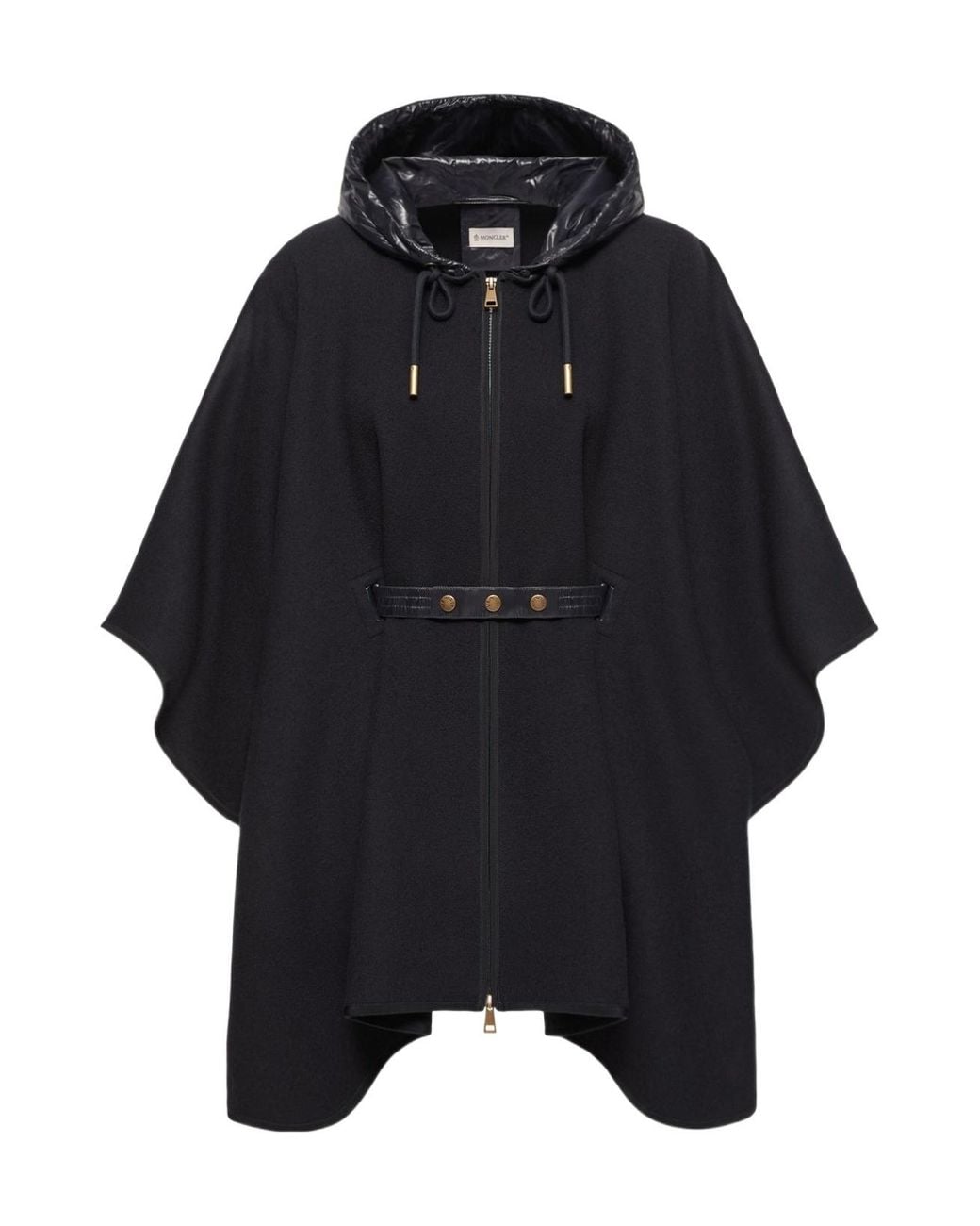 Moncler Black Belted Drawstring Hooded Cape