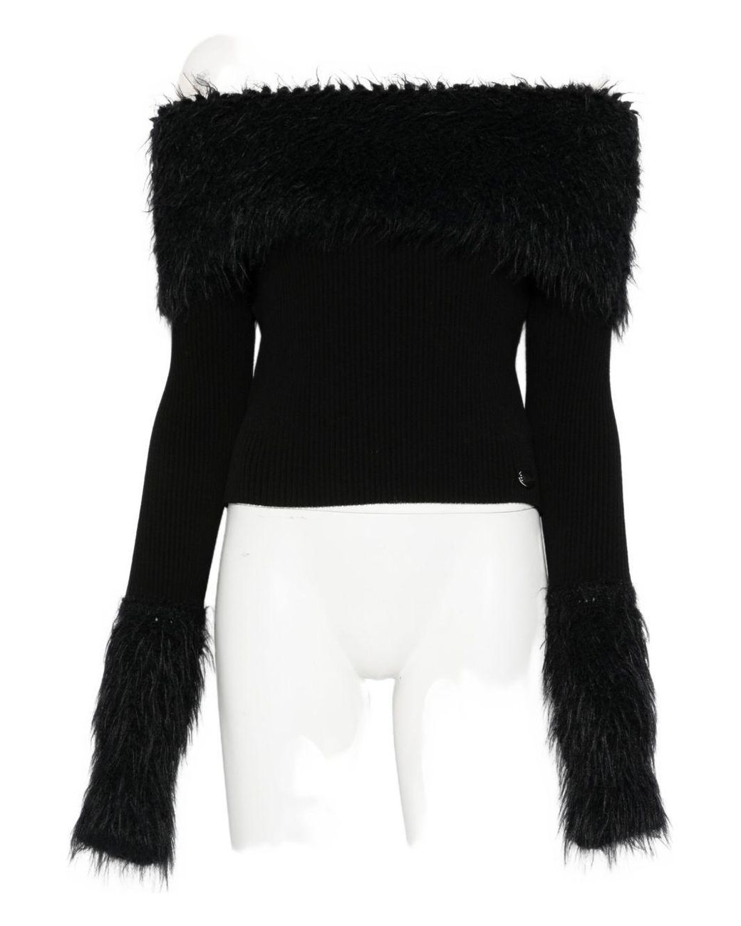 Jean Paul Gaultier Black Ribbed Knit And Fuzzy Sweater