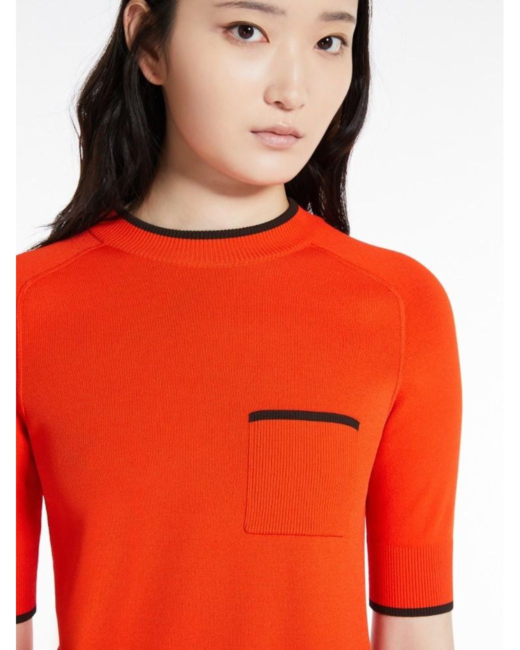 Sportmax Orange Stretch Knitted Dress