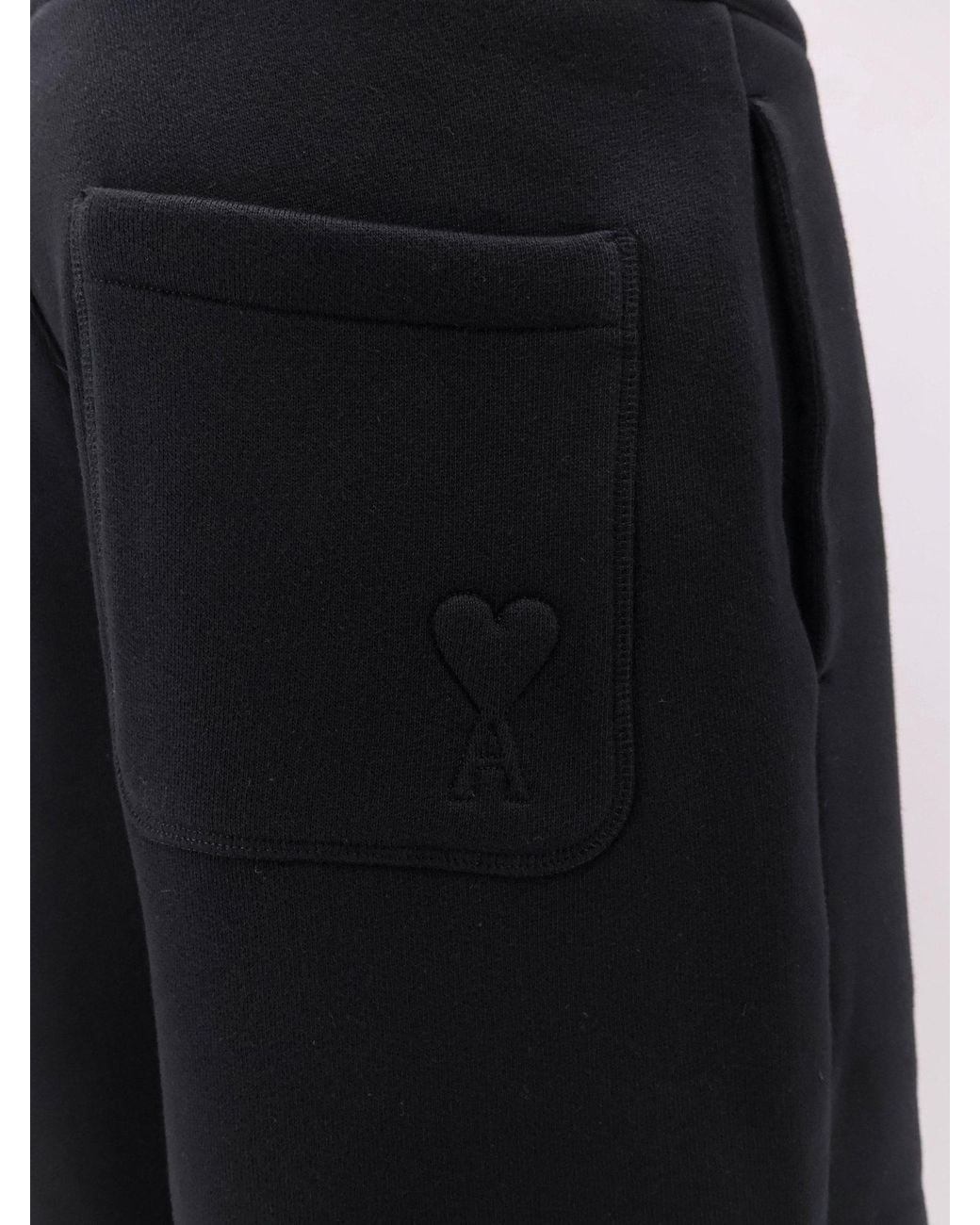 AMI Black Ami De Coeur Logo Embossed Joggings for men