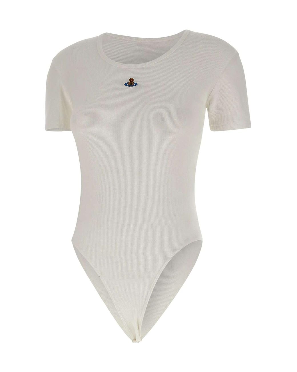 Vivienne Westwood Gray Shoer-Sleeved Crewneck Ribbed Bodysuit
