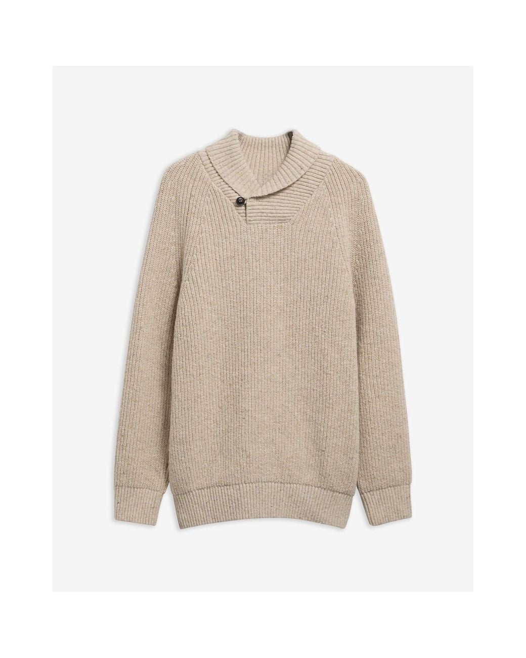 Barbour Natural Shawl Collar Chunky Knit Sweater for men