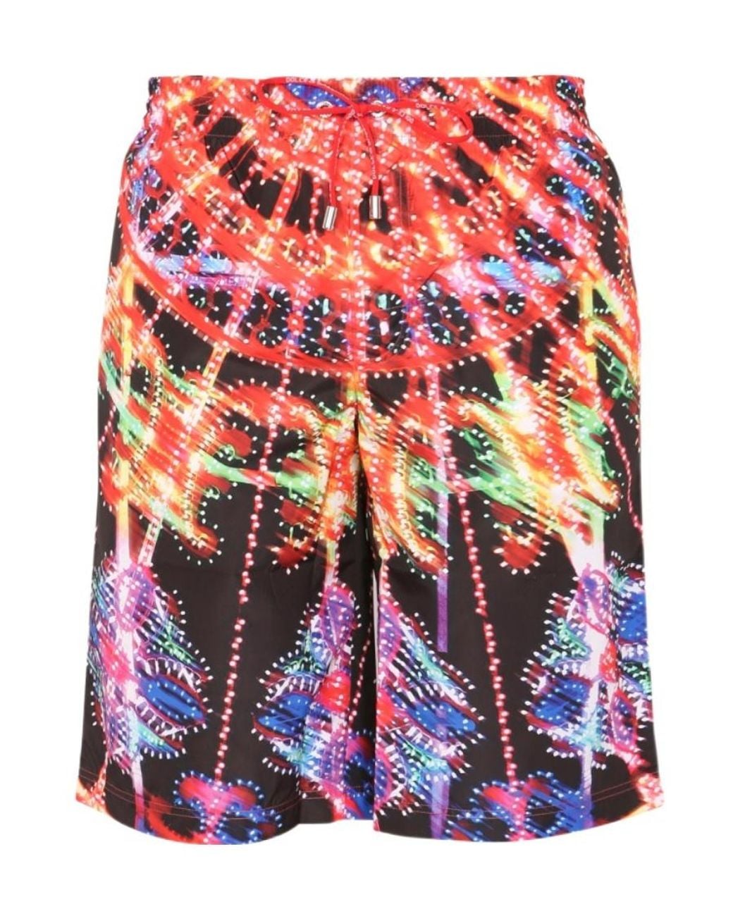 Dolce & Gabbana Red Graphic Print Drawstring Swimming Shorts for men