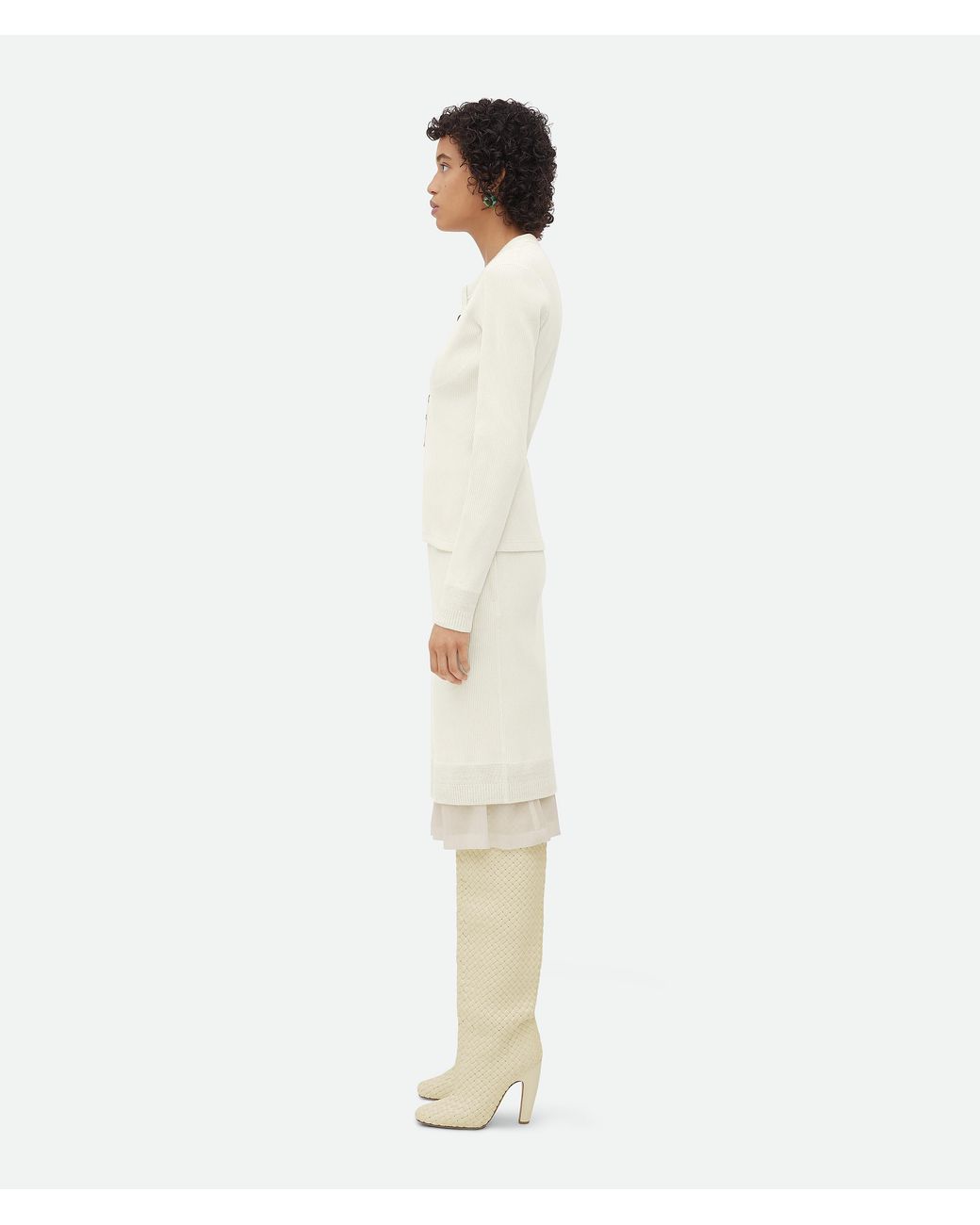 Bottega Veneta White Compact Ribbed-Knit Top