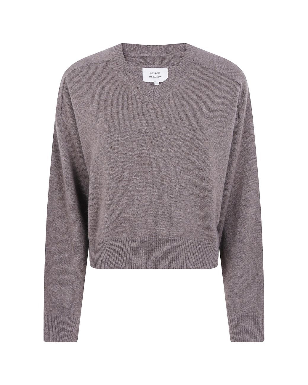 Loulou de Saison Gray V-Neck Long-Sleeve Sweater