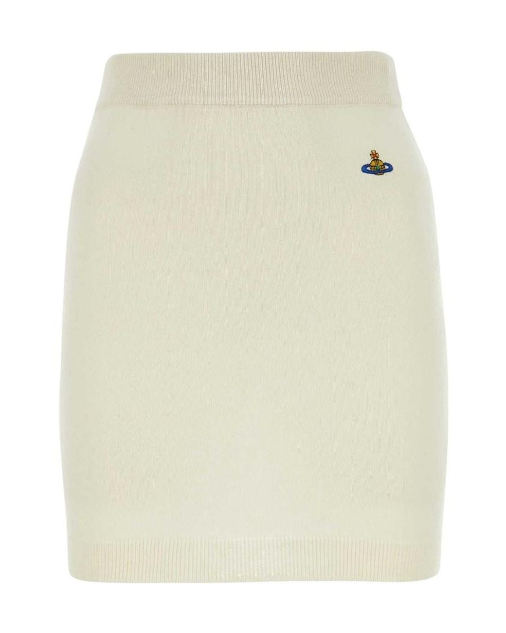 Vivienne Westwood Natural Orb-Embroidered Scallop Hem Knitted Mini Skirt
