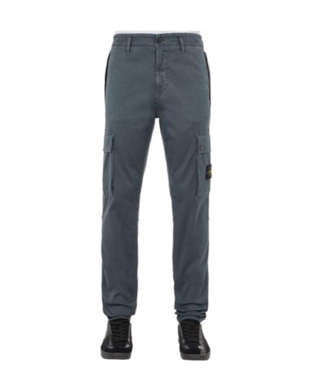 Stone Island Black Compass-Motif Straight-Leg Trousers for men