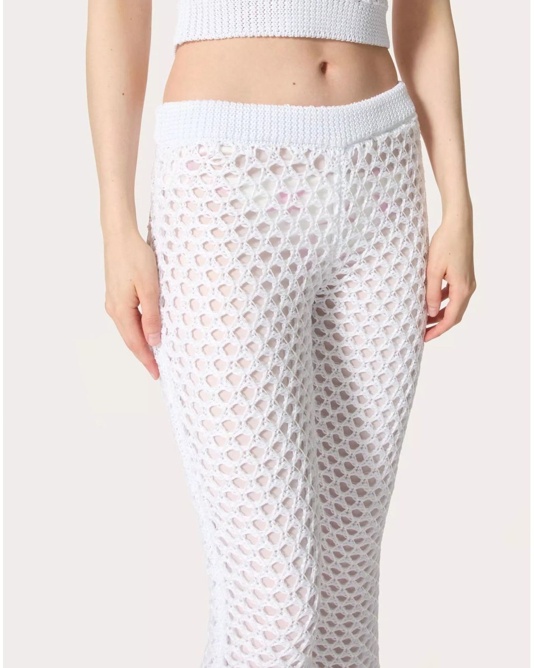 Valentino White Flared Knitted Pants