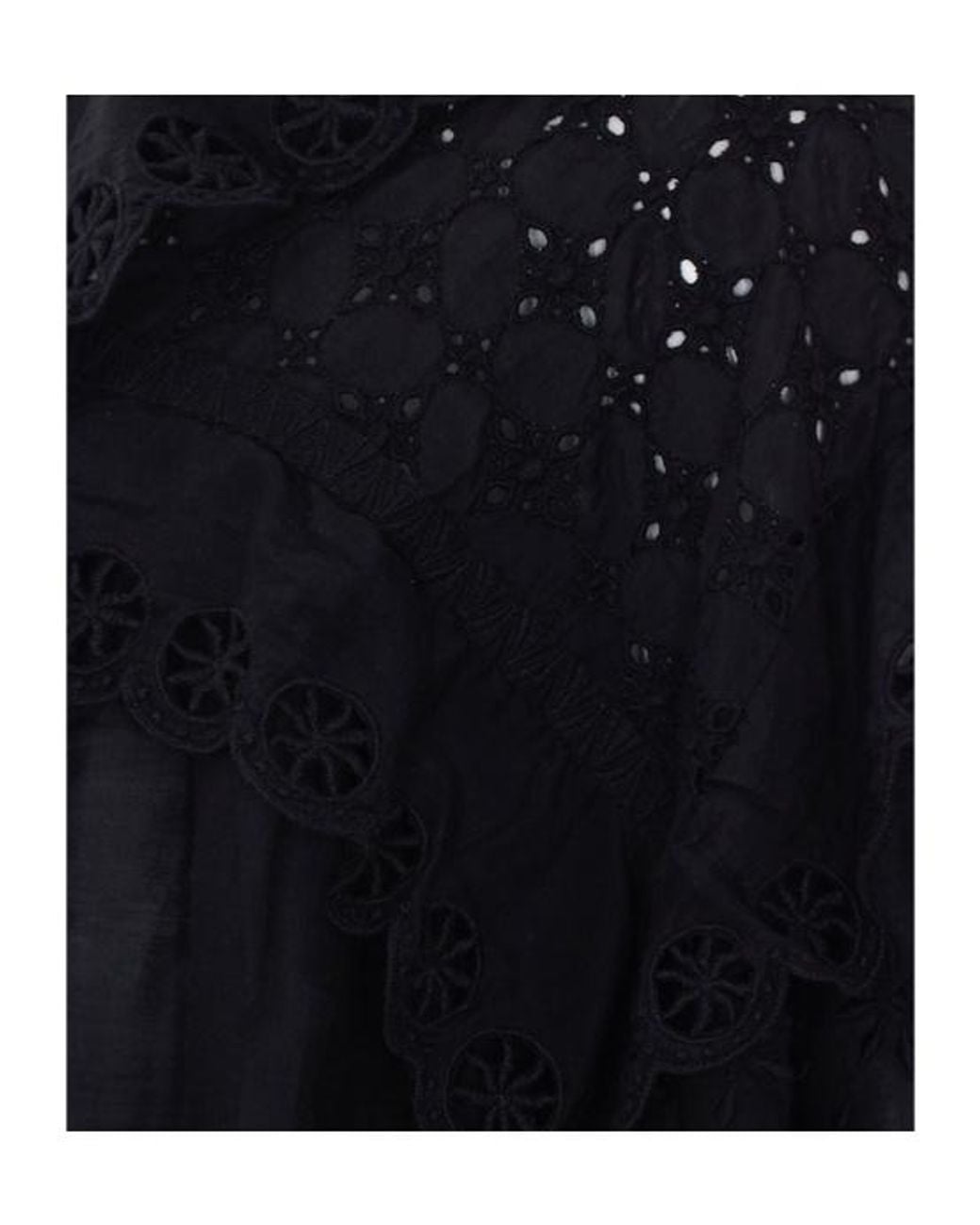 Isabel Marant Black Long-Sleeved Lace-Detailed Blouse