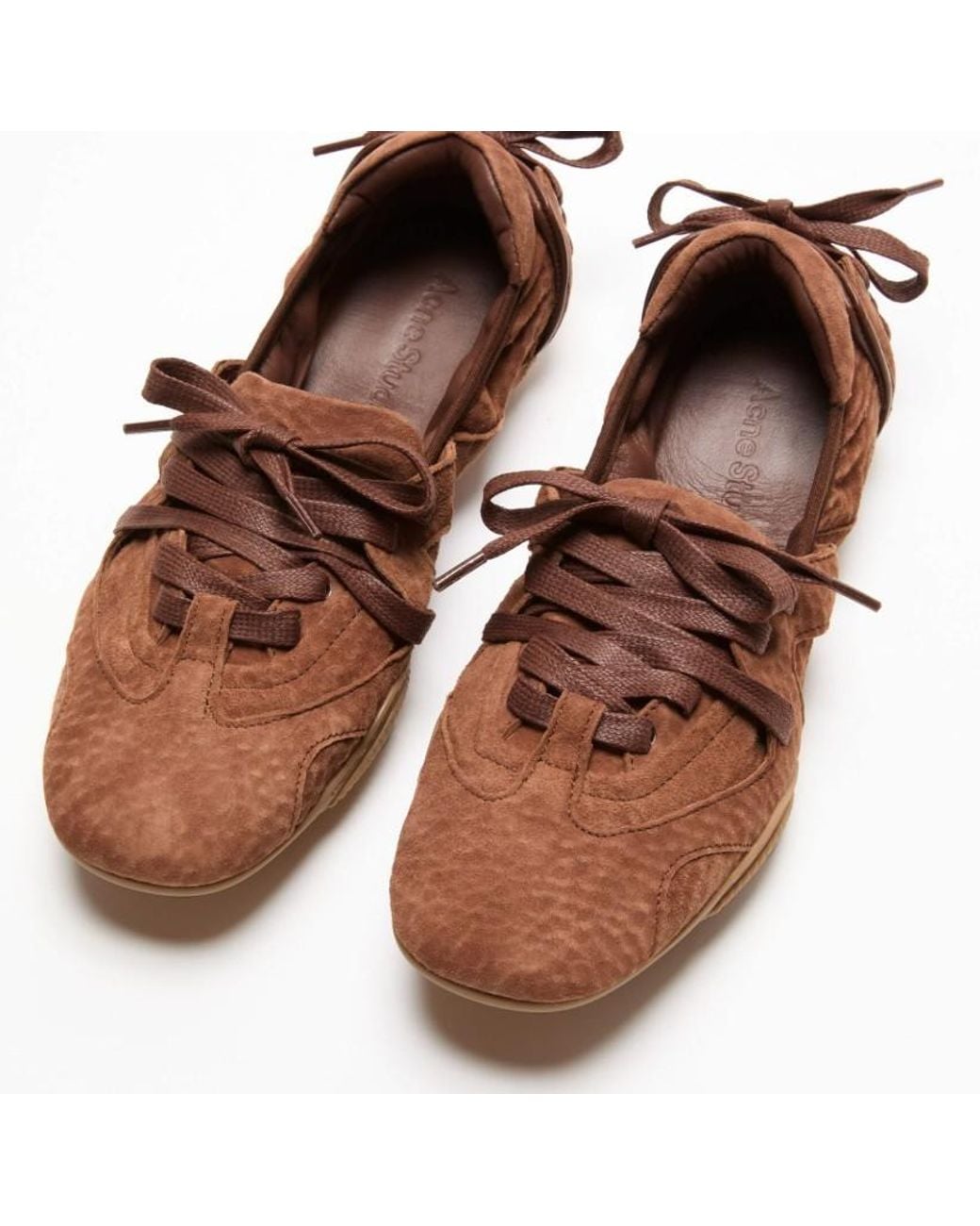 Acne Brown Lace-Up Flat Shoes