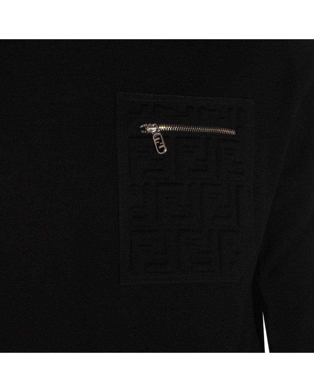 Fendi Black Ff Embossed Crewneck Jumper for men