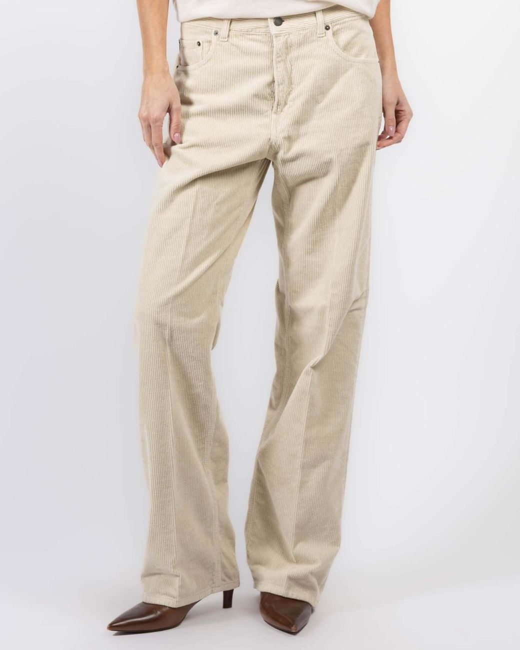 Haikure Natural Corduroy Wide-Leg Pants