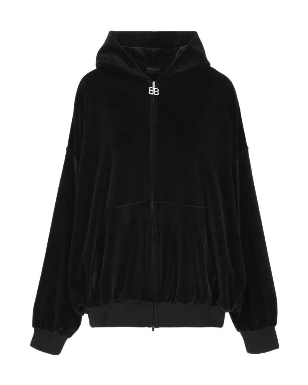 【新品未使用】B EMBLEM VELOUR ZIP HOODIE Balenciaga rhinestone-logo Zipped Hoodie | Red | FARFETCH