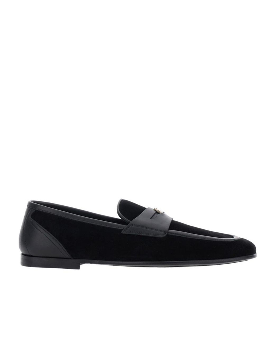 Dolce & Gabbana Black Logo Plaque Loafers for men