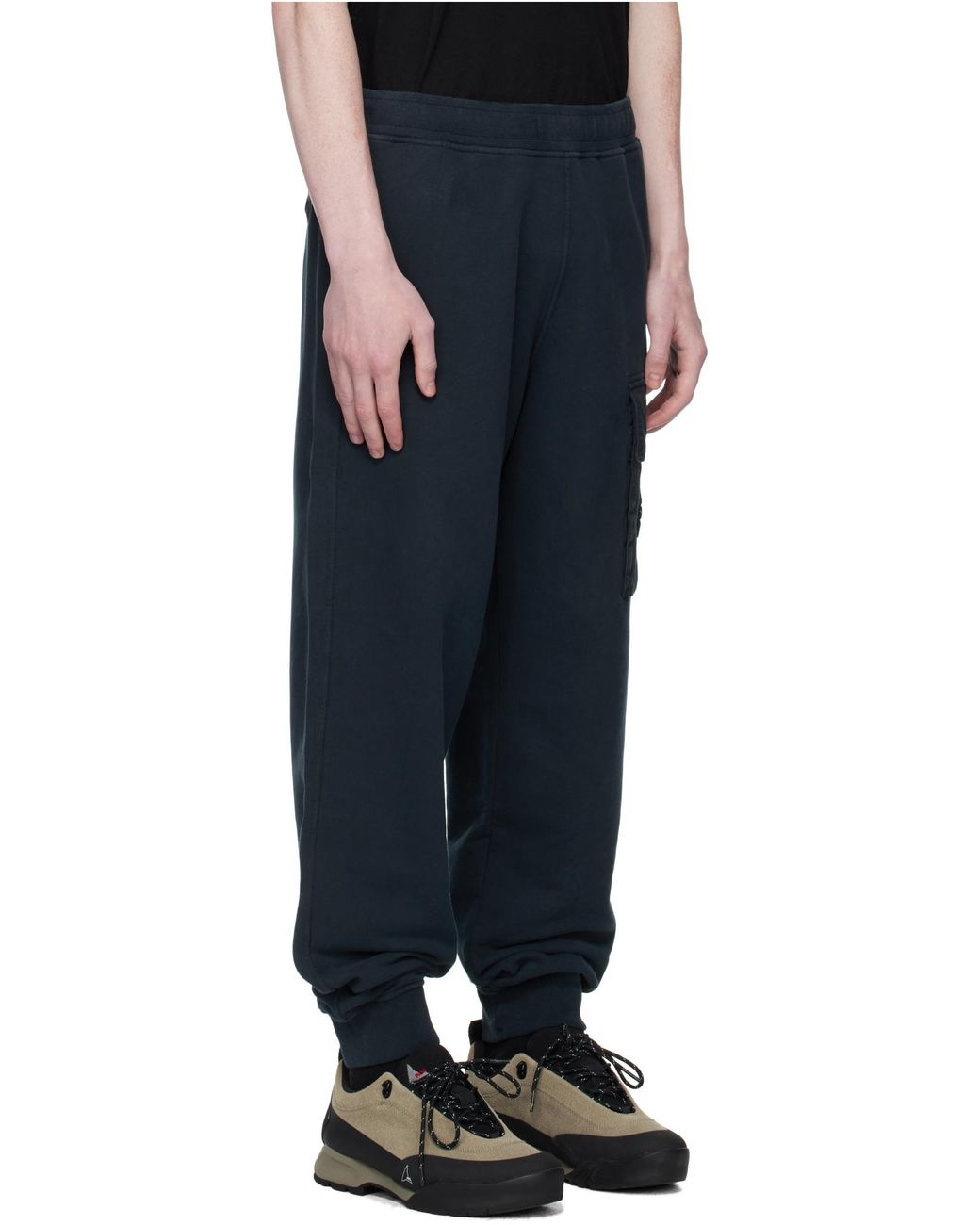 Stone Island Blue Logo Patch Tapered Leg Pants for men
