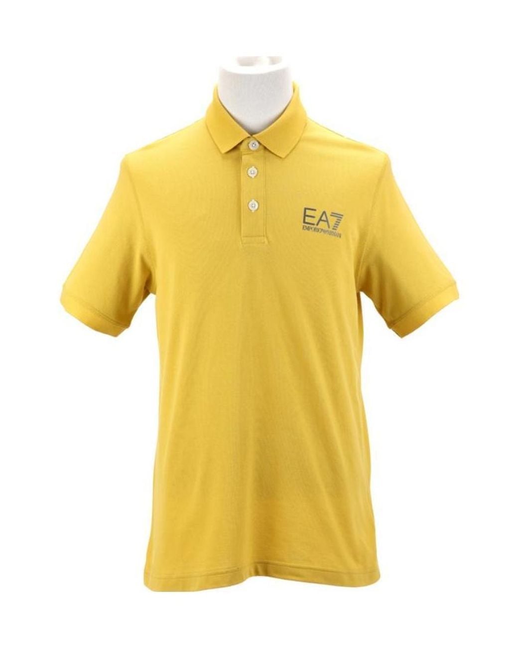 EA7 Yellow Logo Collar Polo Shirt for men