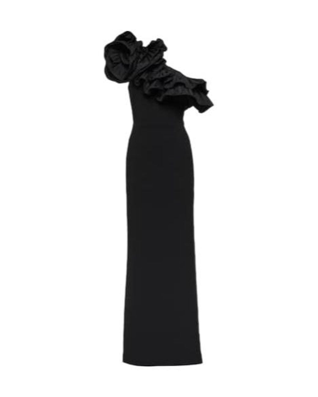 Rebecca Vallance Black Chloe One-Shoulder Gown