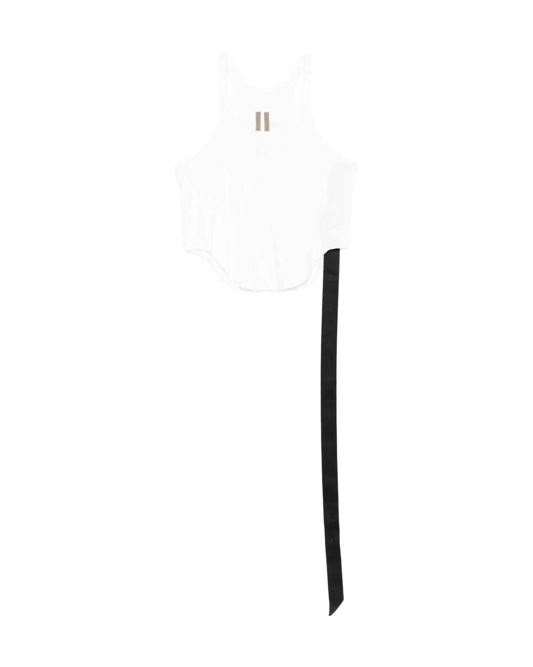 Rick Owens White Raw-Edge Ribbon Tank Top