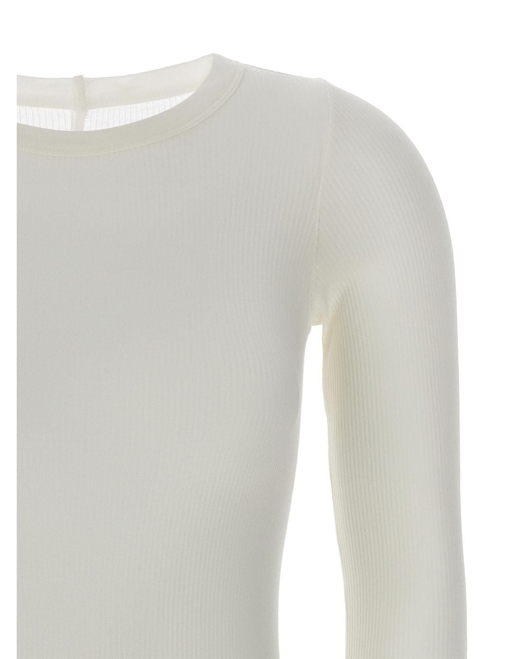 Rick Owens White Long Sleeved Knitted T-Shirt