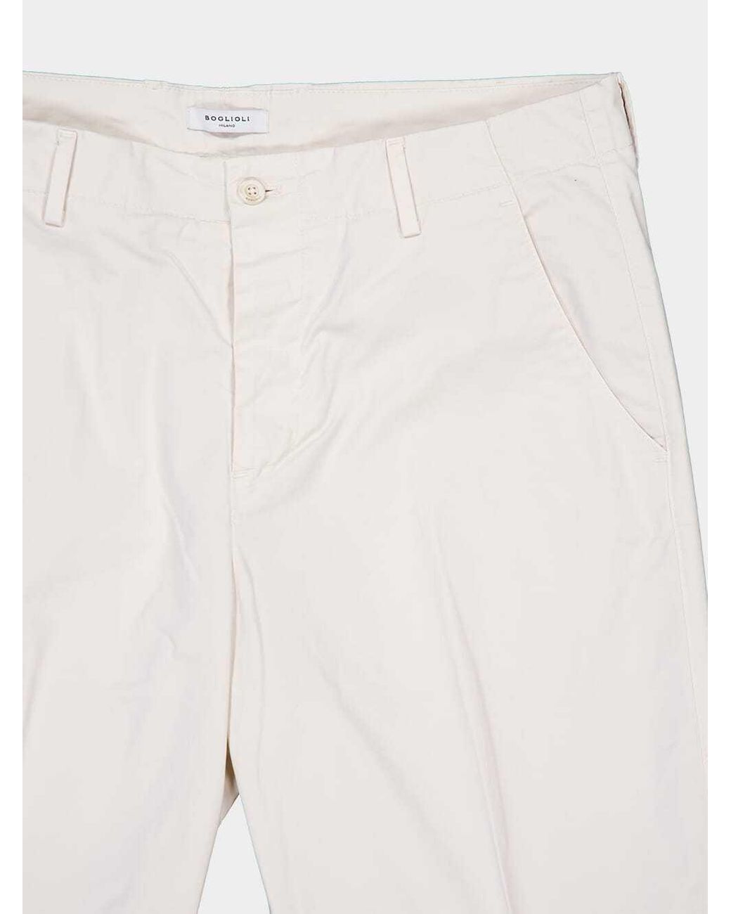 Boglioli White Regular Fit Straight Leg Pants for men