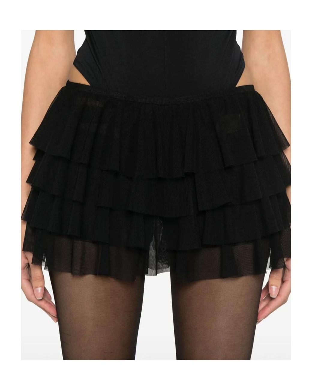 Norma Kamali Black Ruffled Skorts