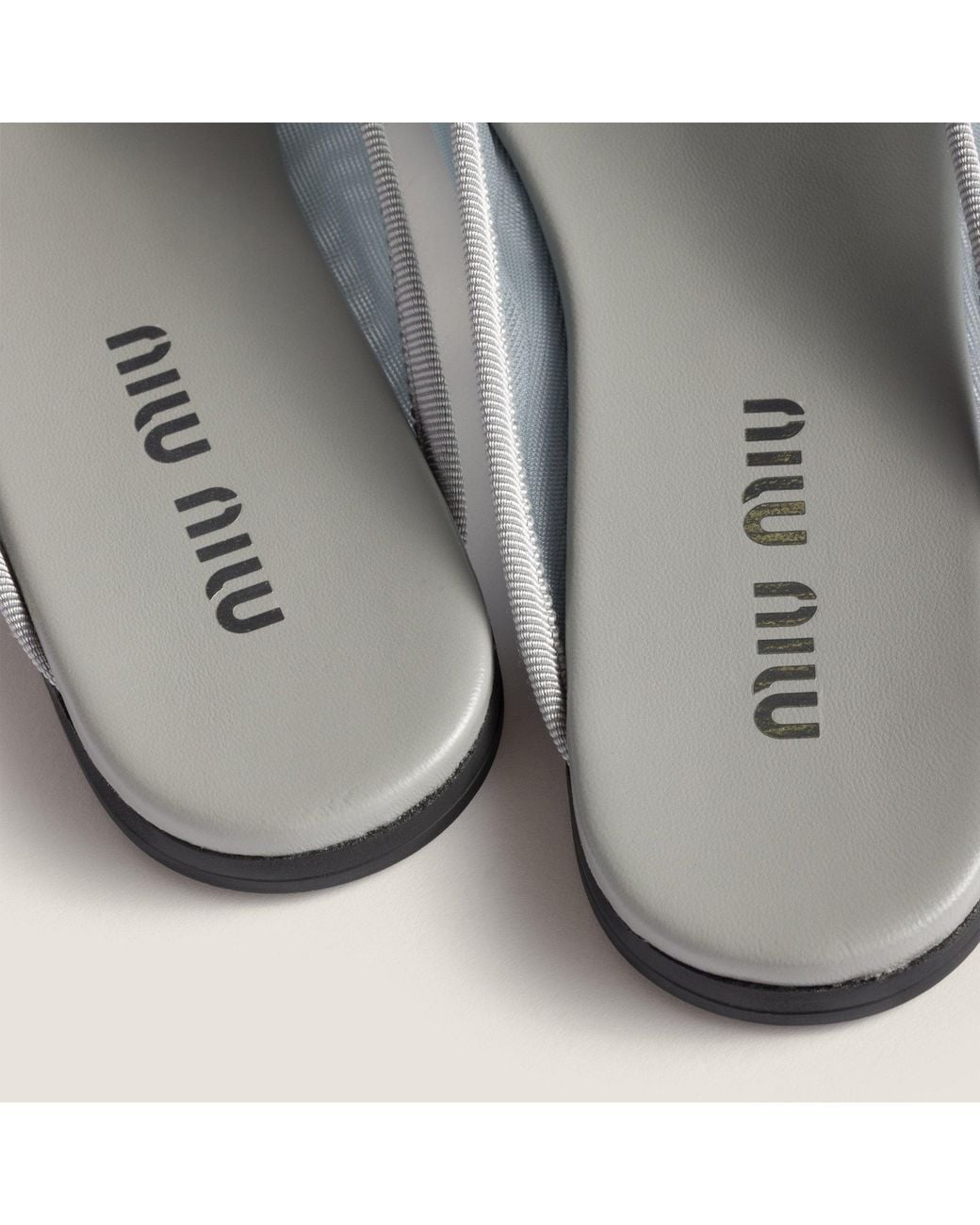 Miu Miu White Mesh Fabric Slippers