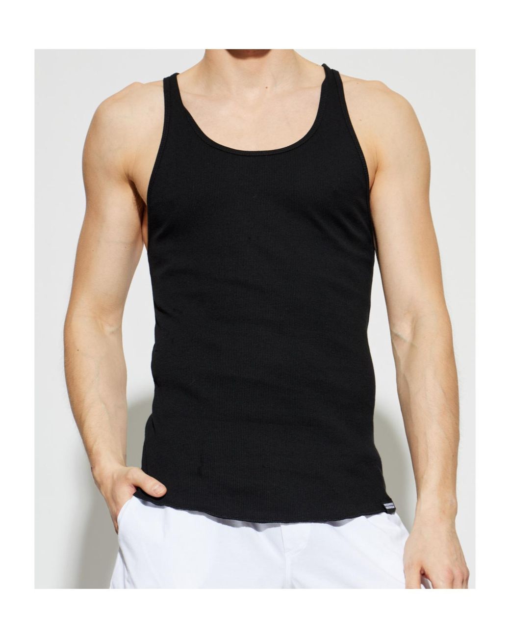DSquared² Black Ribbed Sleeveless Top for men