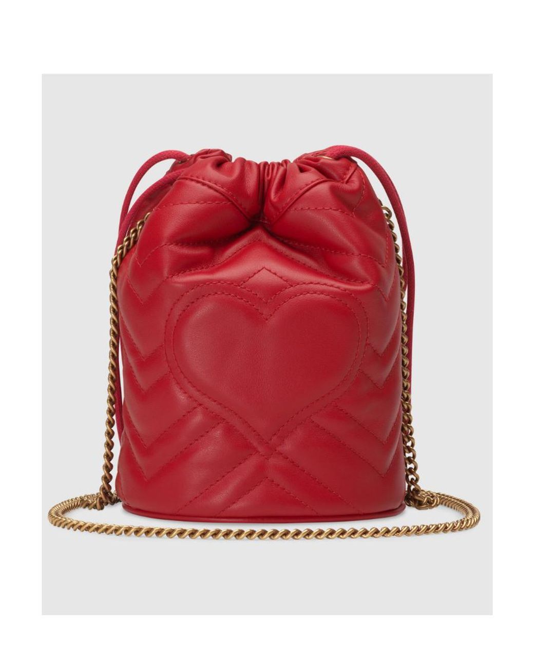 Gucci Red Gg Marmont Mini Bucket Bag