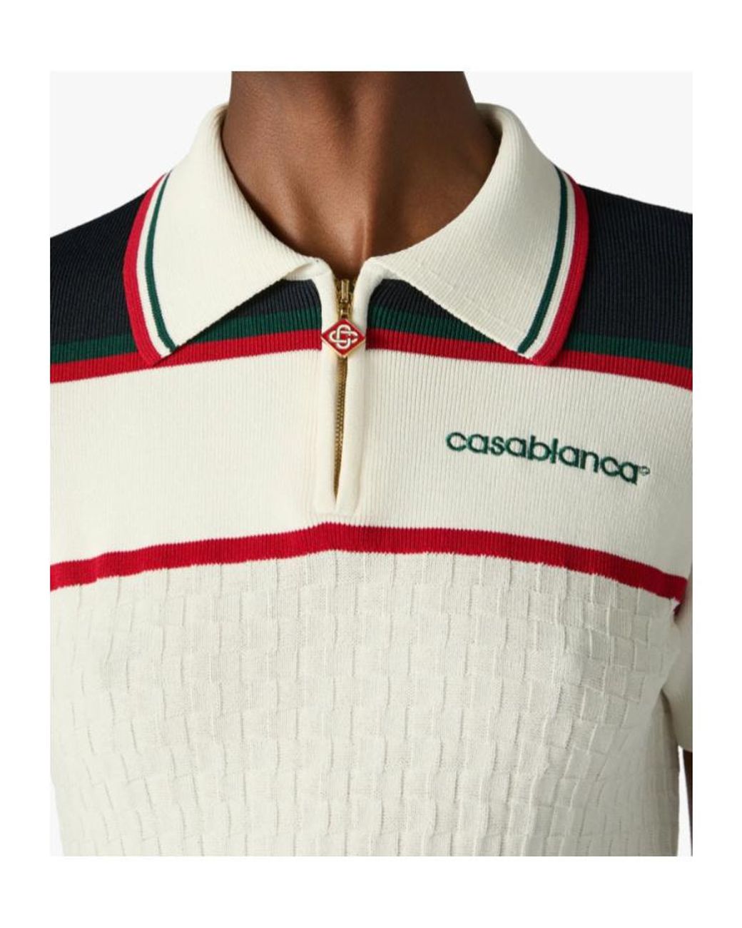 Casablanca White Cream Knit Tennis Polo Mini Dress