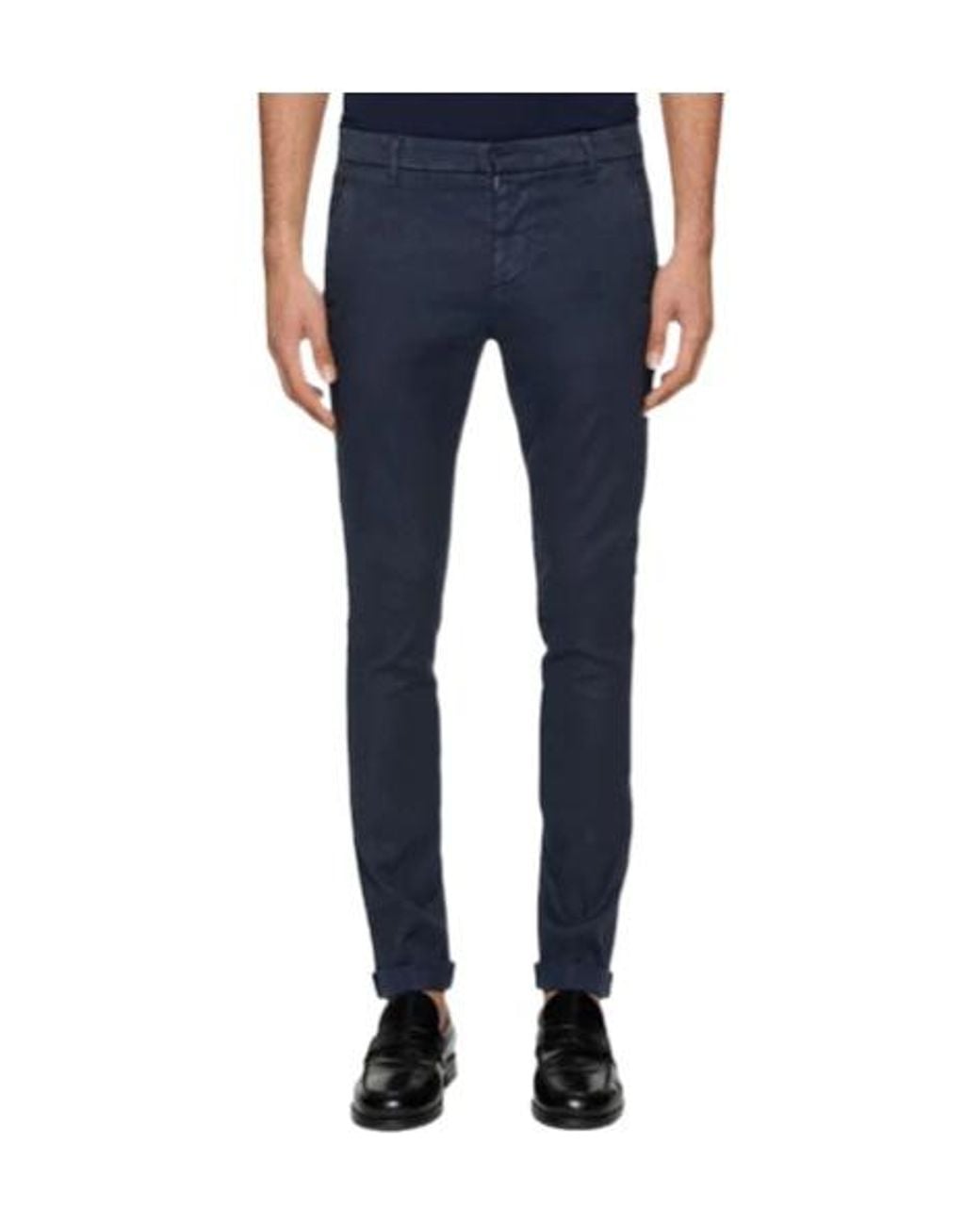 Dondup Blue Gaubert Logo Plaque Pants for men