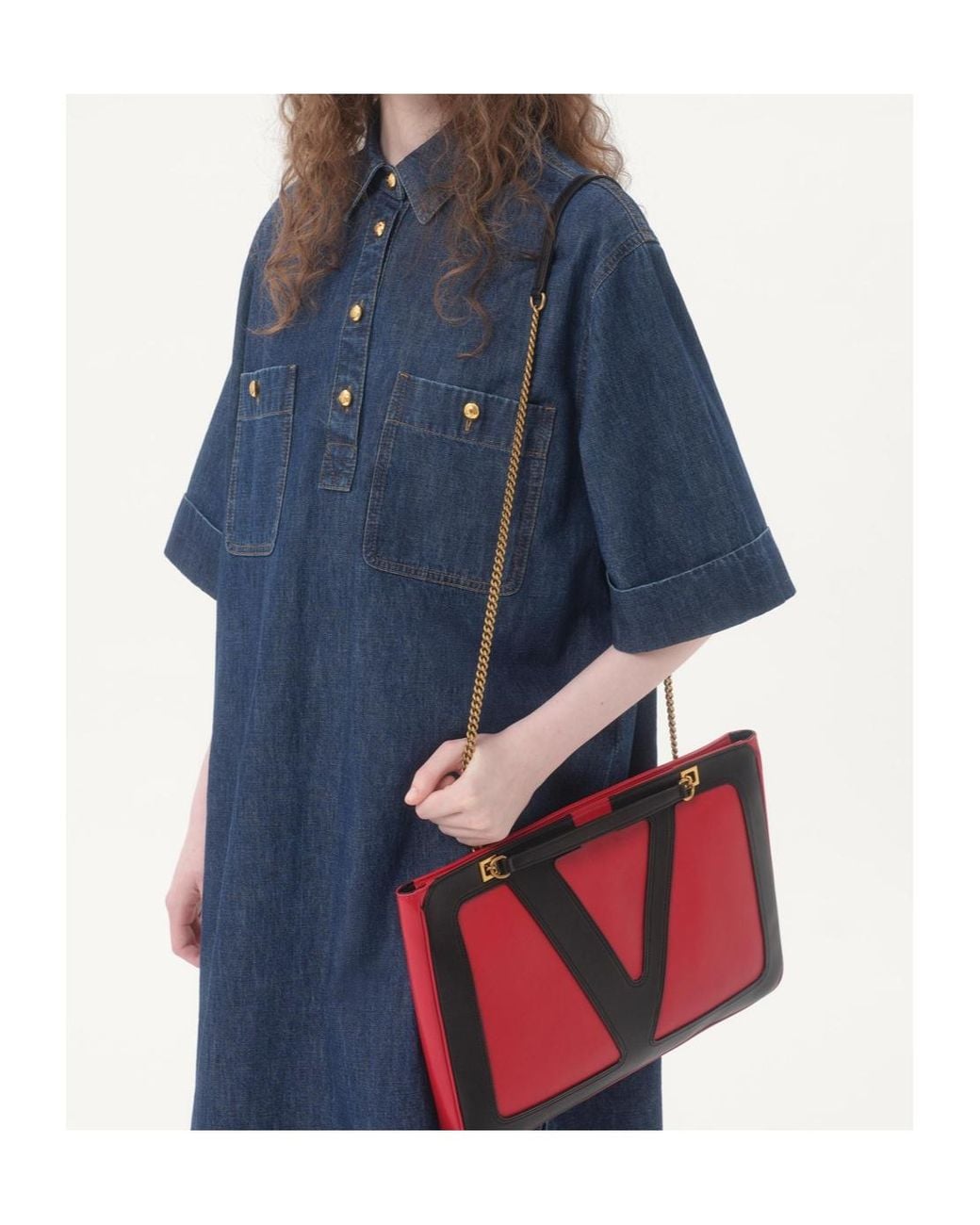 Valentino Blue Collared Short-Sleeve Denim Shirt Dress