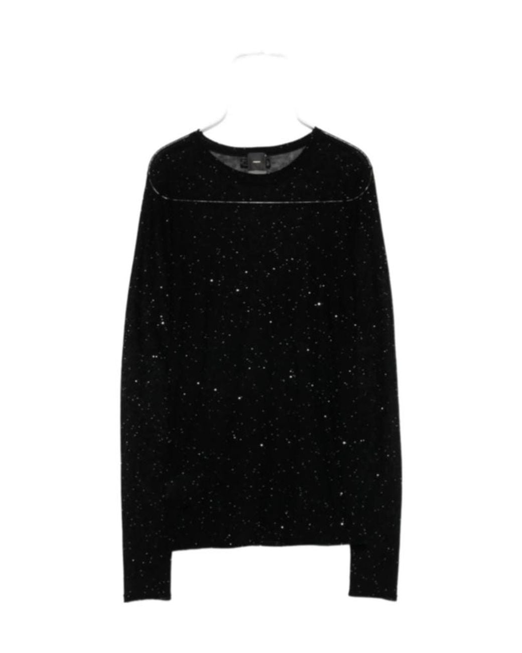 Pinko Black Long-Sleeved Knitted Sheer T-Shirt