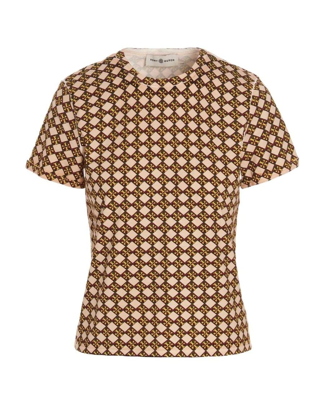 Tory Burch Multicolor T-Shirt En Coton À Motif Monogrammé