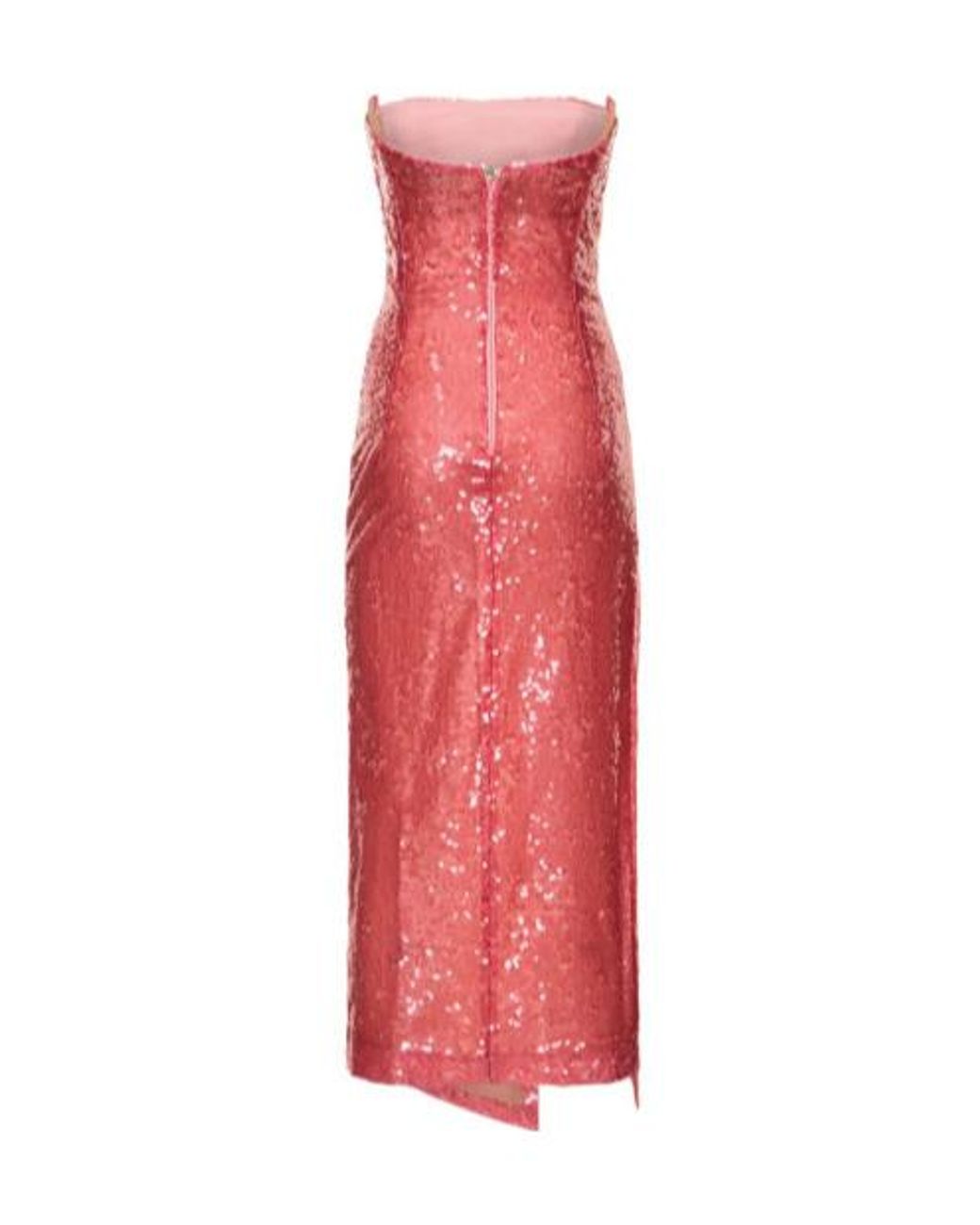 The Attico Red Medium-Length Sequined Strapless Dress