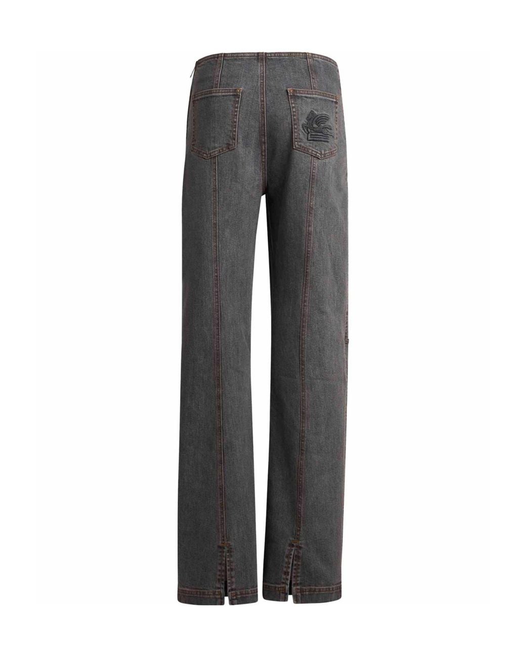 Etro Gray Pegaso Logo Jeans