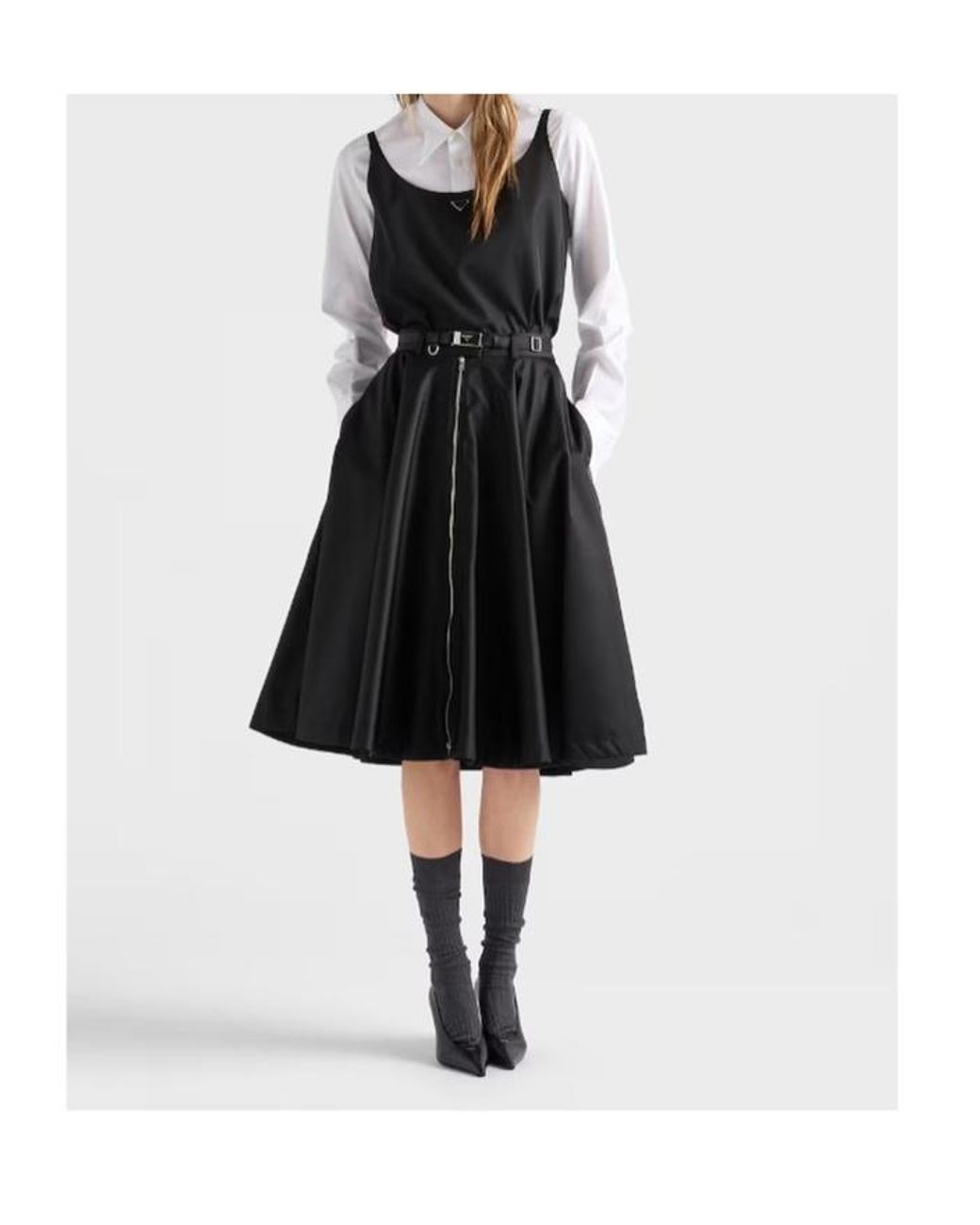 Prada Black Re-Nylon Flared Skirt