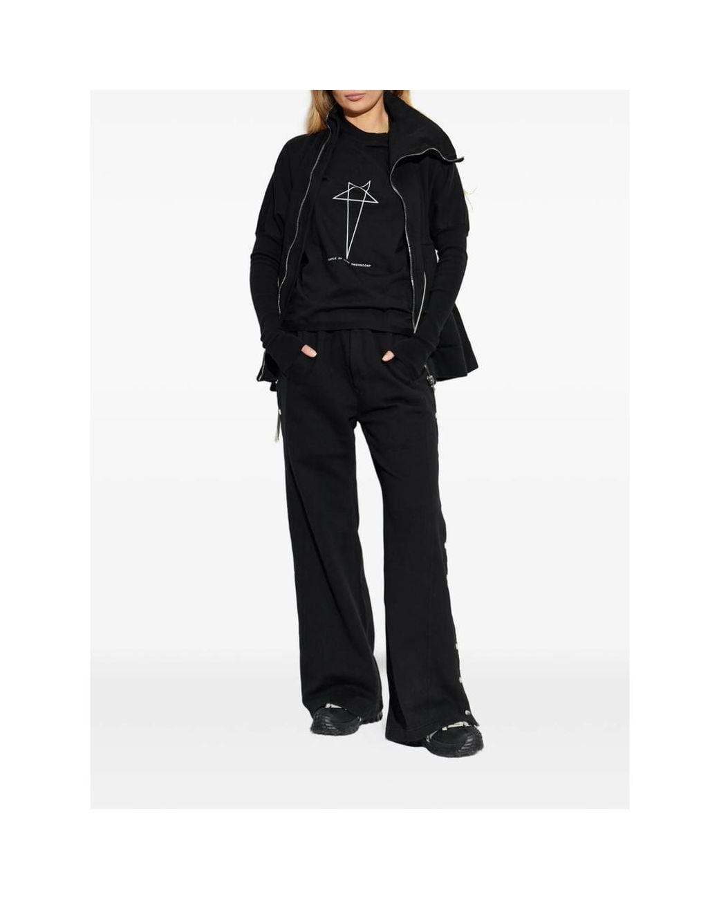 Rick Owens Black Logo Printed Crewneck T-Shirt