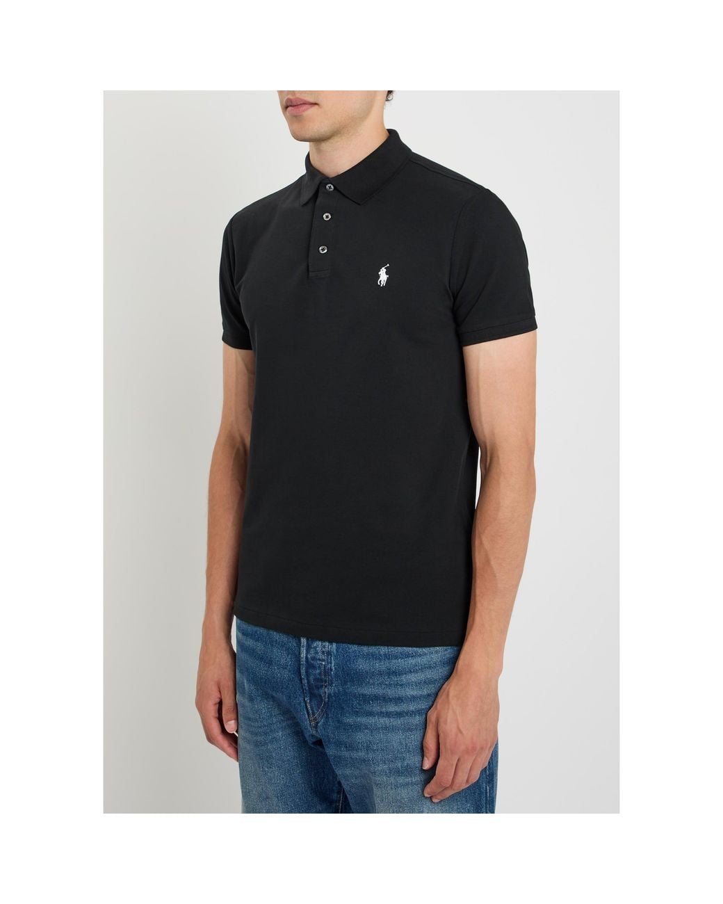 Polo Ralph Lauren Black Short-Sleeve Cotton Slim-Fit Polo Shirt for men