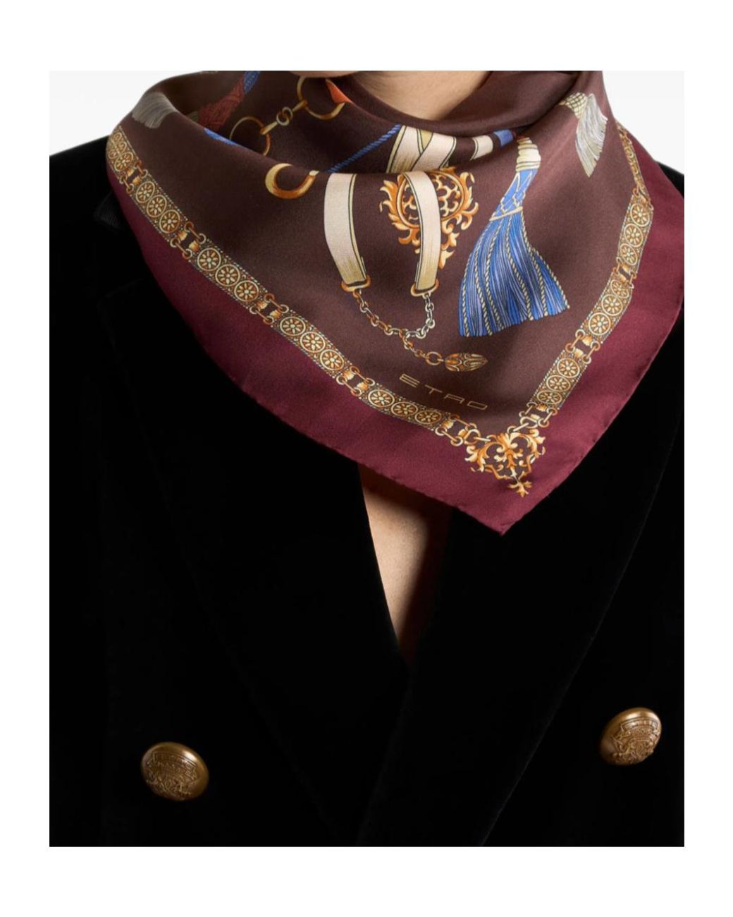 Etro Red Tassel Print Scarf