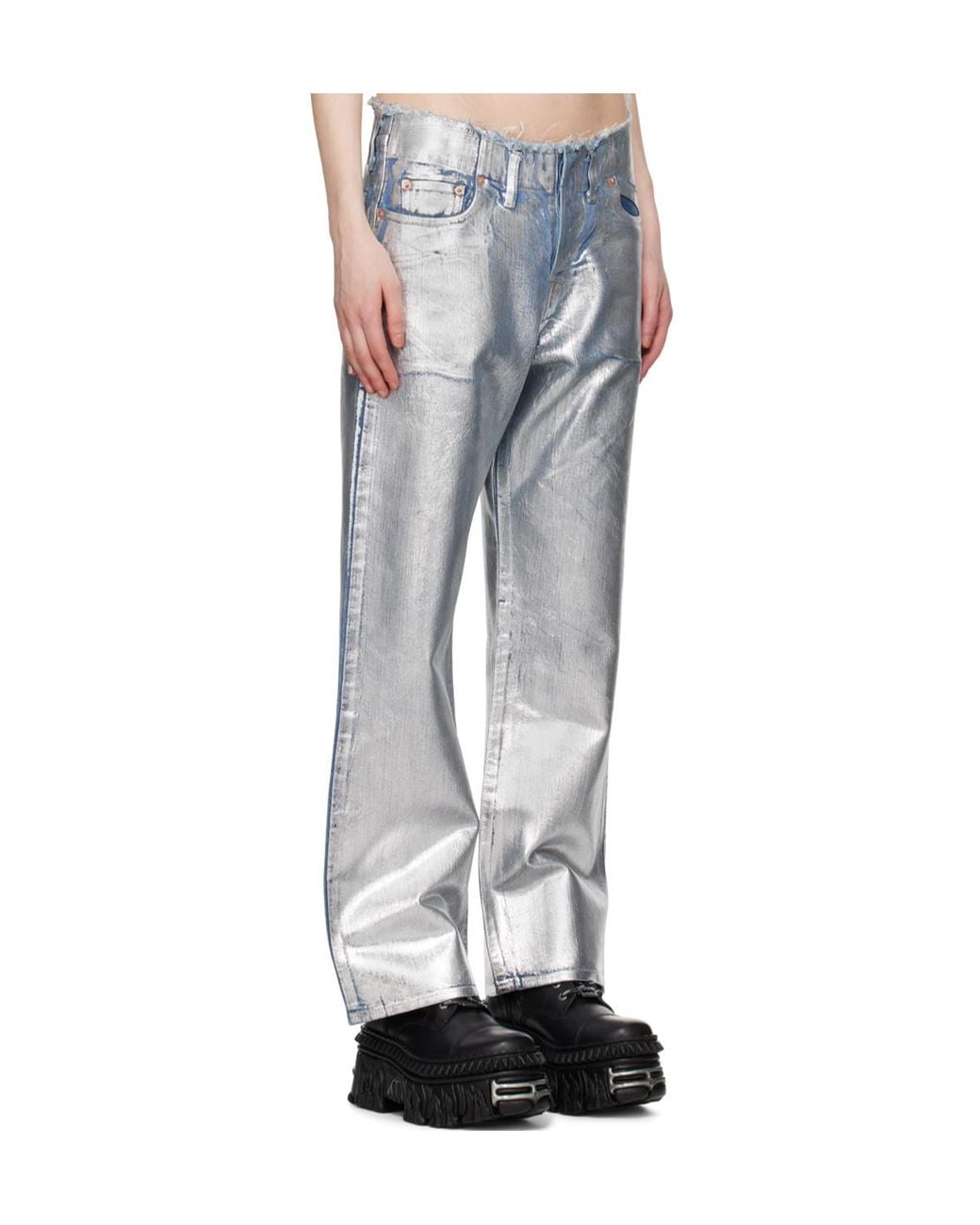 Doublet White Coated Belt Loop Jeans